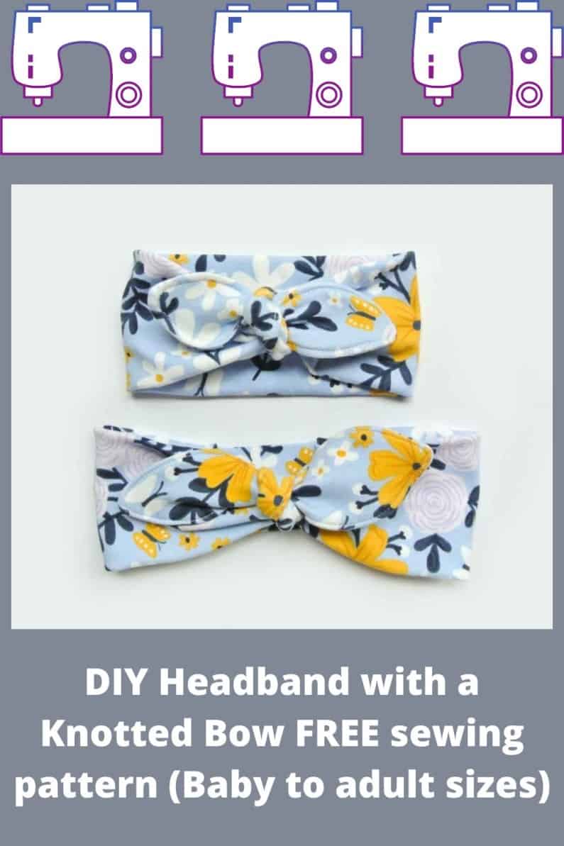 DIY Headband with a Knotted Bow FREE sewing pattern (Baby to adult sizes)