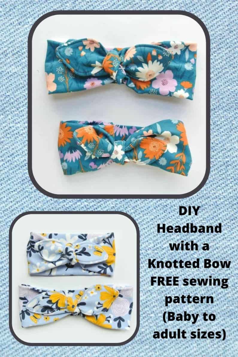 DIY Headband with a Knotted Bow FREE sewing pattern (Baby to adult sizes)