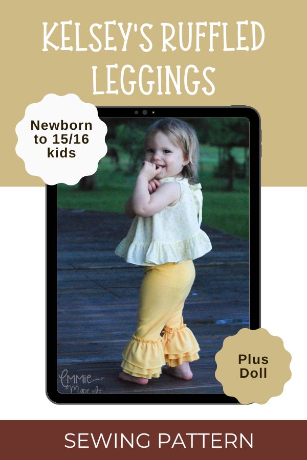 Kelsey's Ruffled Leggings sewing pattern (Newborn to 15/16 kids + doll)