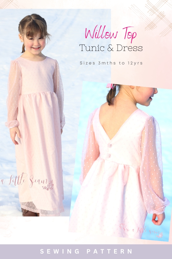 Willow Top, Tunic, and Dress sewing pattern (3mths to 12yrs)