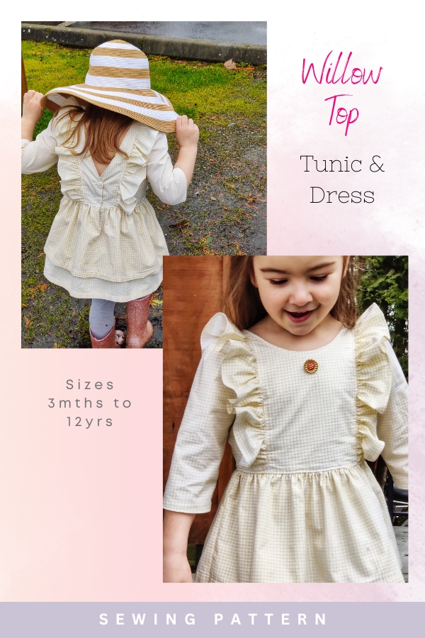 Willow Top, Tunic, and Dress sewing pattern (3mths to 12yrs)