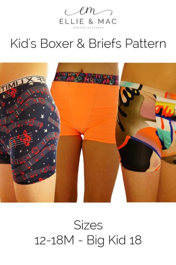 Kids Boxer and Briefs sewing pattern (Sizes 12-18mths to 18)