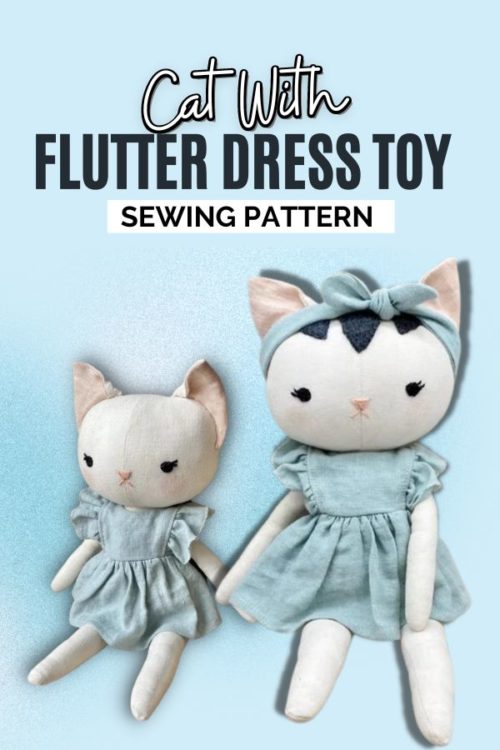 Cat with Flutter Dress Toy sewing pattern - Sew Modern Kids