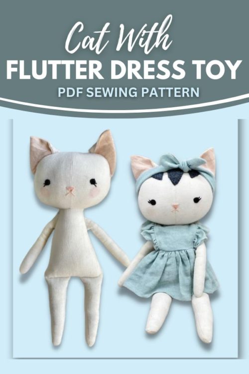 Cat with Flutter Dress Toy sewing pattern - Sew Modern Kids