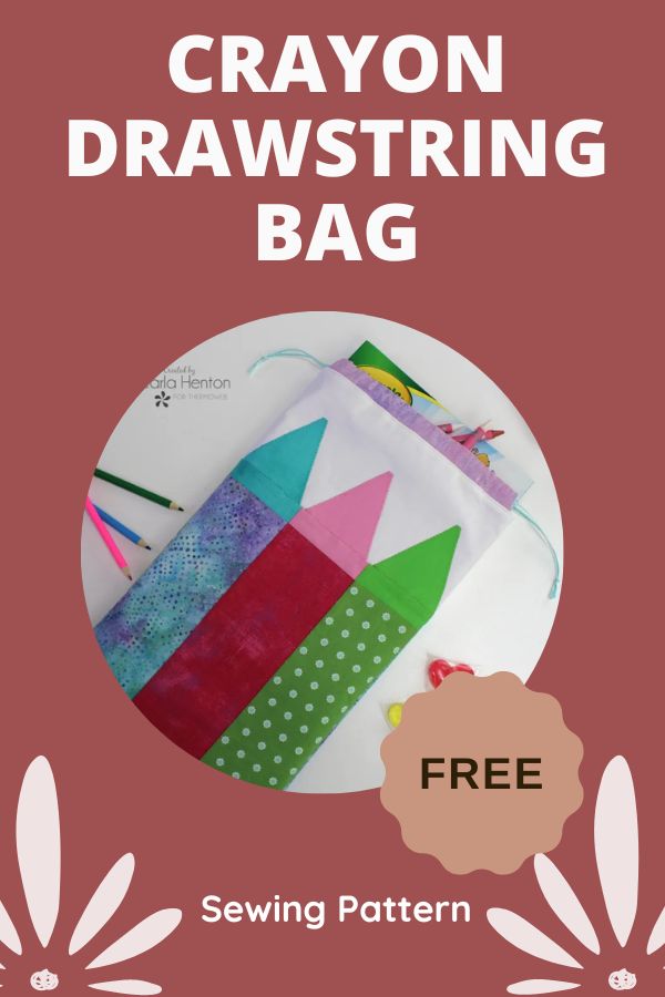 Crayon Drawstring Bag FREE sewing pattern