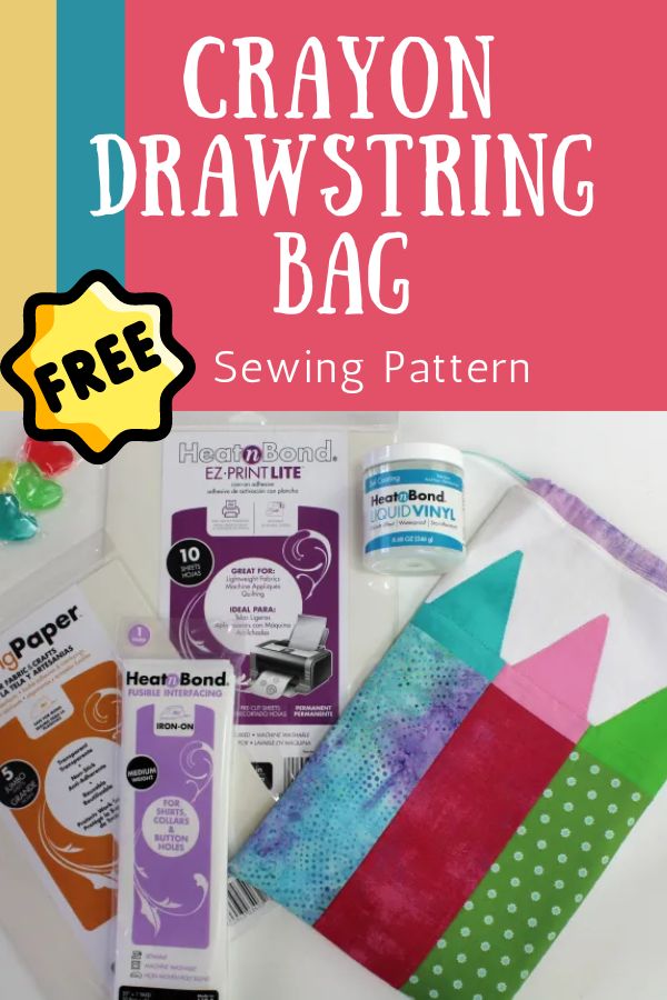 Crayon Drawstring Bag FREE sewing pattern