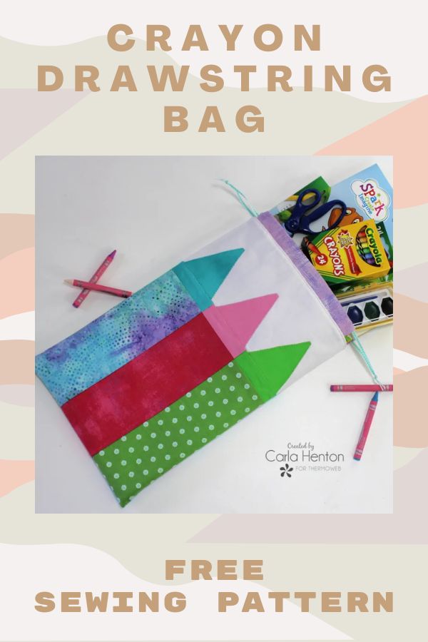 Crayon Drawstring Bag FREE sewing pattern