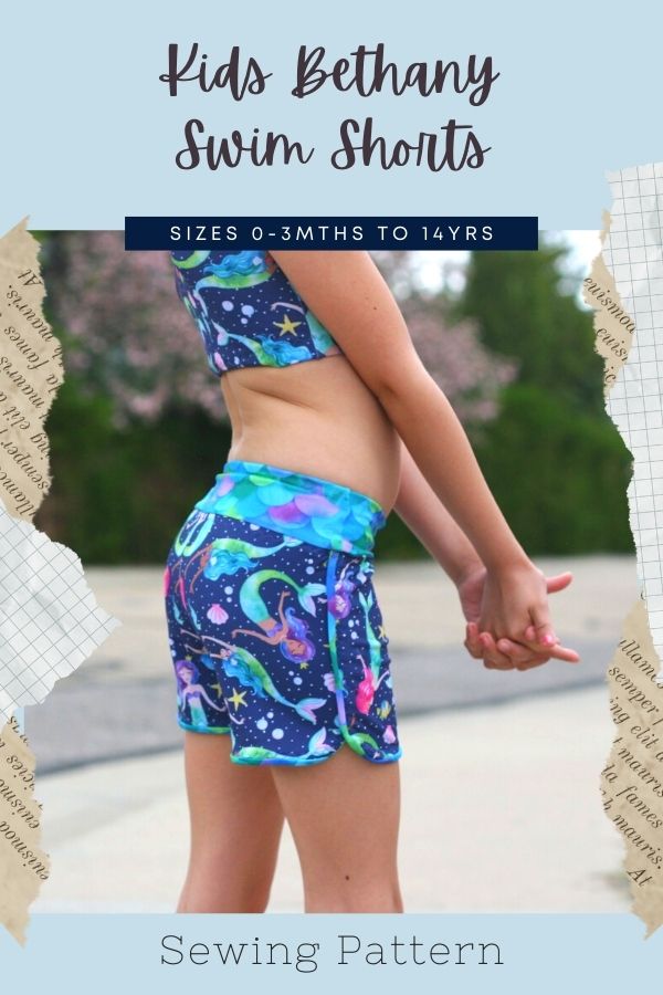 Kids Bethany Swim Shorts sewing pattern (0-3mths to 14)