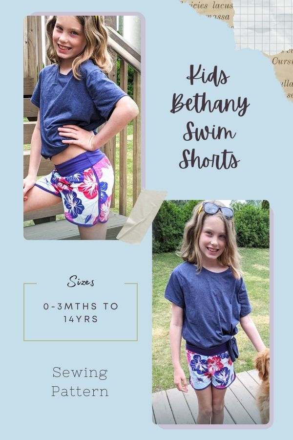 Kids Bethany Swim Shorts sewing pattern (0-3mths to 14)