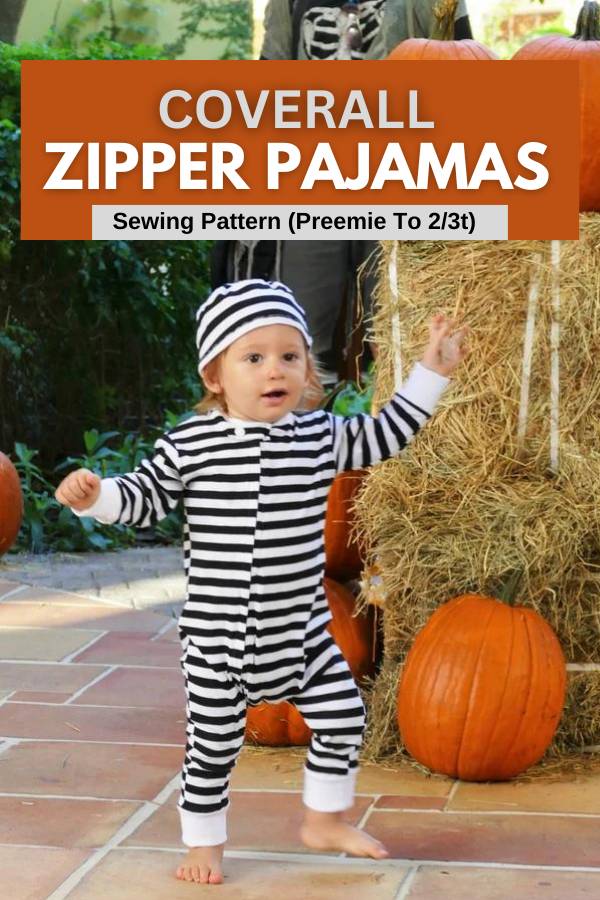 Coverall Zipper Pajamas sewing pattern (Preemie to 2/3T)