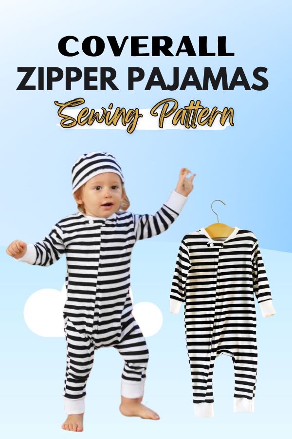 Coverall Zipper Pajamas sewing pattern (Preemie to 2/3T)