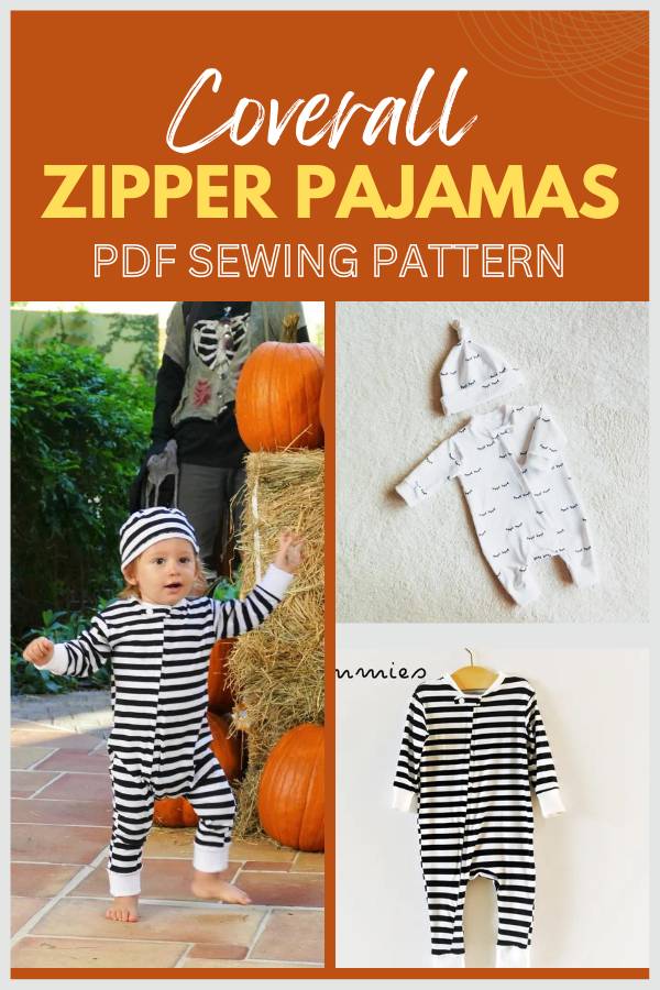 Coverall Zipper Pajamas sewing pattern (Preemie to 2/3T)