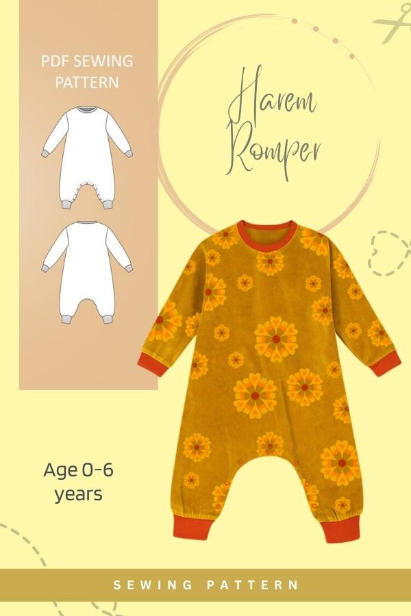 Harem Romper sewing pattern (Age 0-6 years)