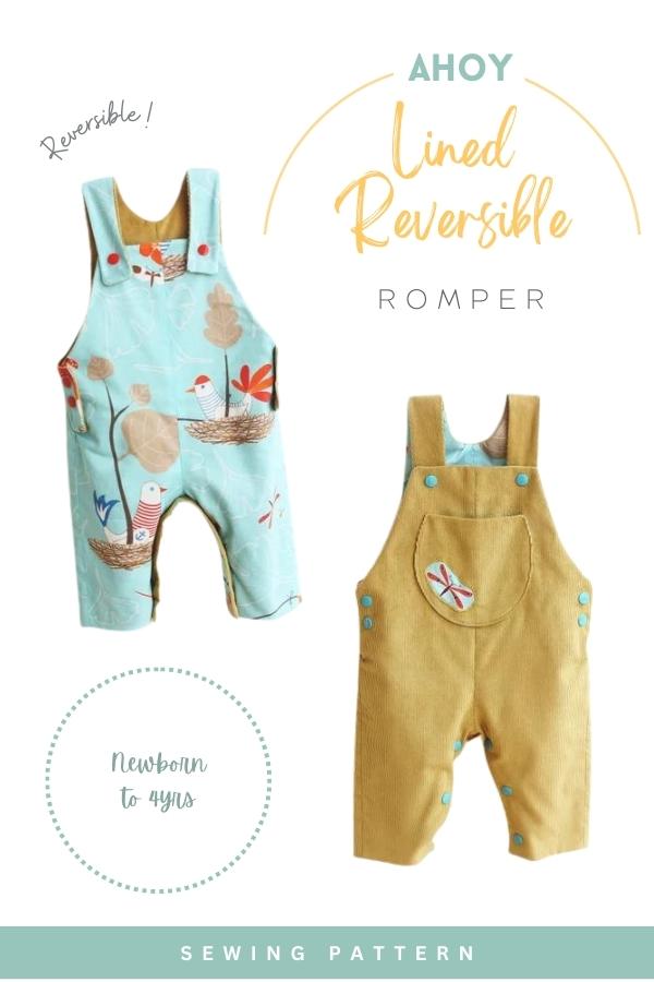 Ahoy Lined Reversible Romper sewing pattern (Newborn to 4yrs)