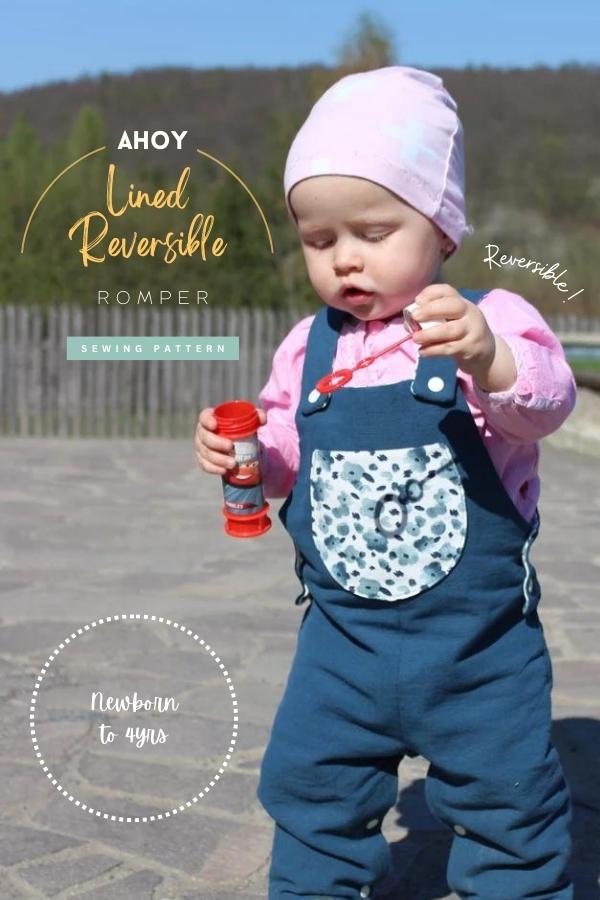 Ahoy Lined Reversible Romper sewing pattern (Newborn to 4yrs)