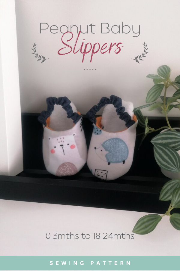 Peanut Baby Slippers sewing pattern (0-3mths to 18-24mths)