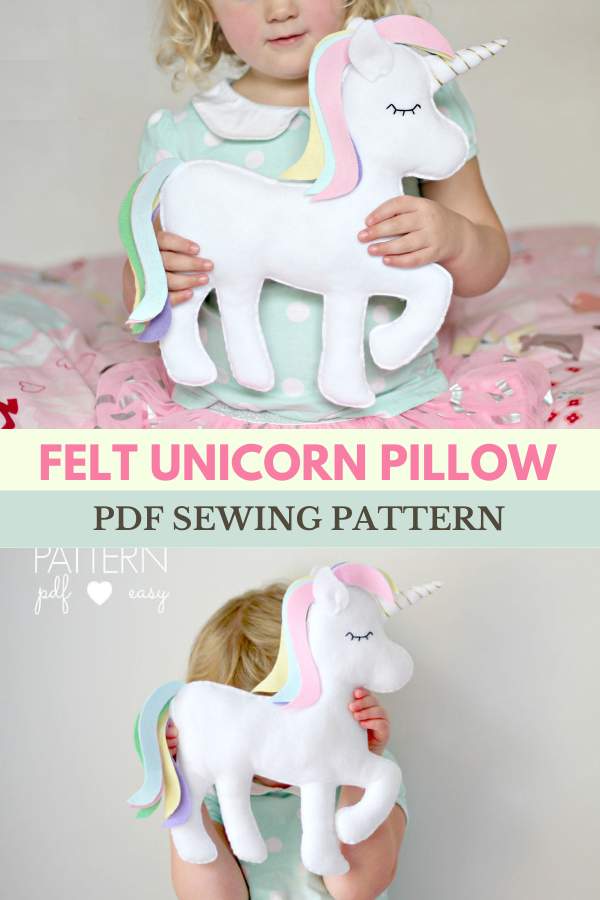 Felt Unicorn Pillow sewing pattern