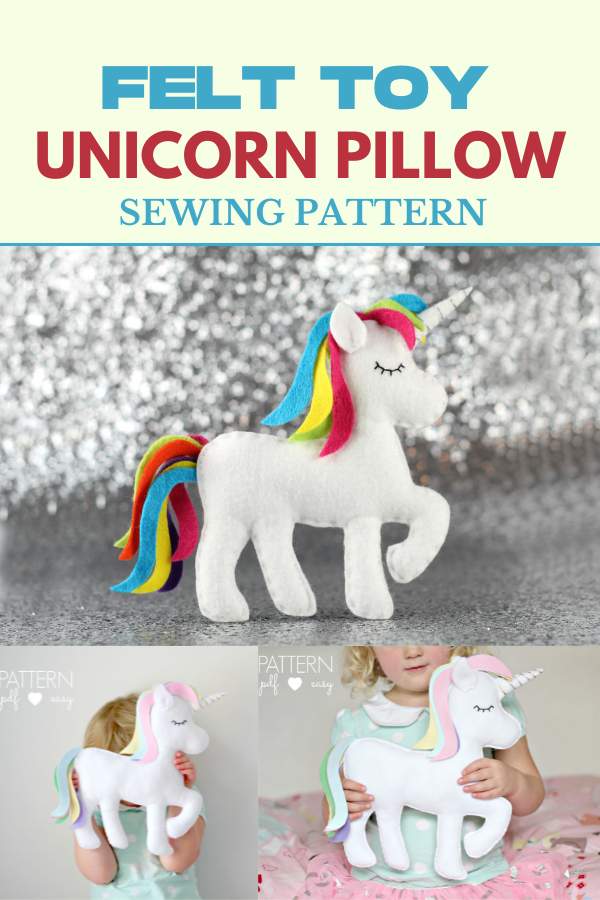 Felt Unicorn Pillow sewing pattern