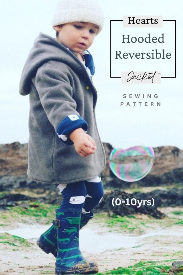 HEARTS Hooded Reversible Jacket sewing pattern (0-10yrs)