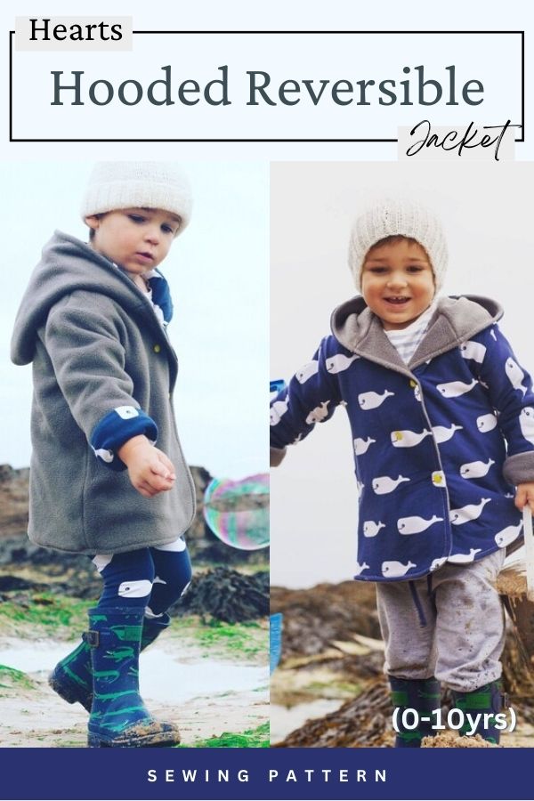 HEARTS Hooded Reversible Jacket sewing pattern (0-10yrs)