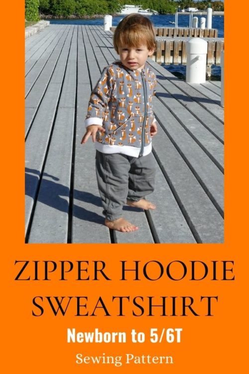 Zipper Hoodie Sweatshirt sewing pattern (Newborn to 5/6T) - Sew Modern Kids