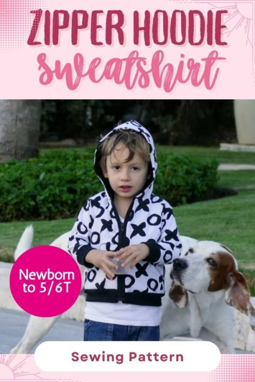 Zipper Hoodie Sweatshirt sewing pattern (Newborn to 5/6T) - Sew Modern Kids