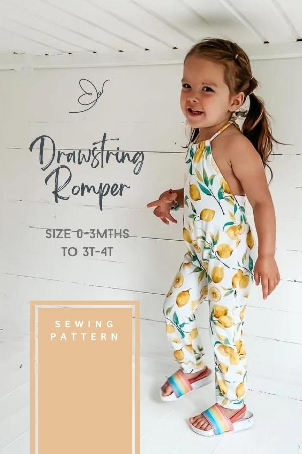 Drawstring Romper sewing pattern (0-3mths to 3T-4T)