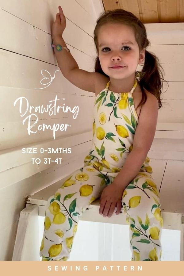 Drawstring Romper sewing pattern (0-3mths to 3T-4T)