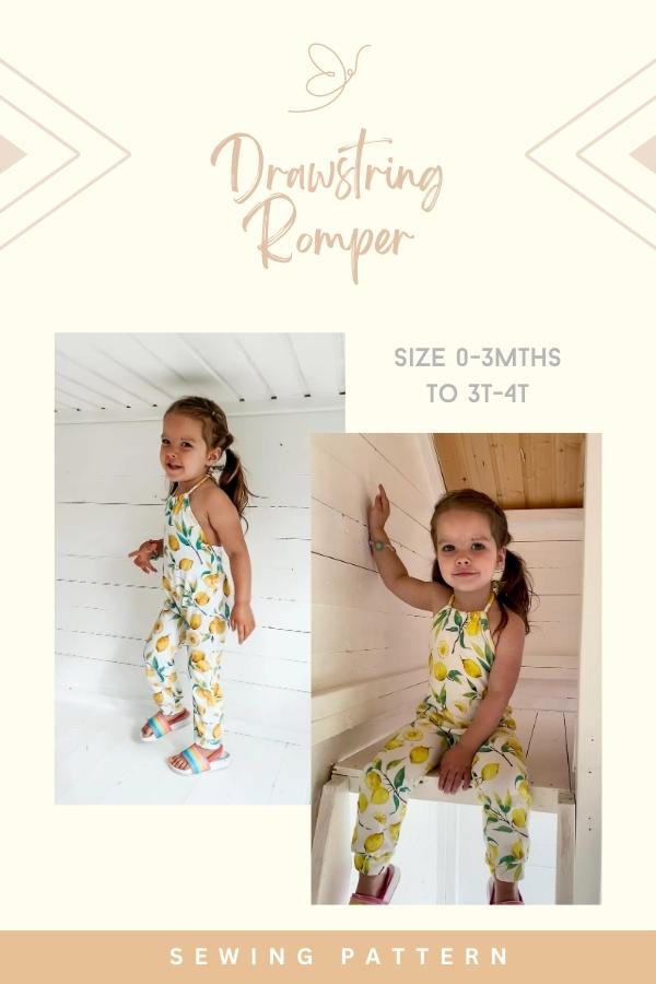 Drawstring Romper sewing pattern (0-3mths to 3T-4T)