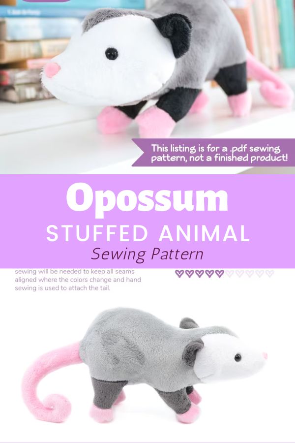 Opossum Stuffed Animal sewing pattern