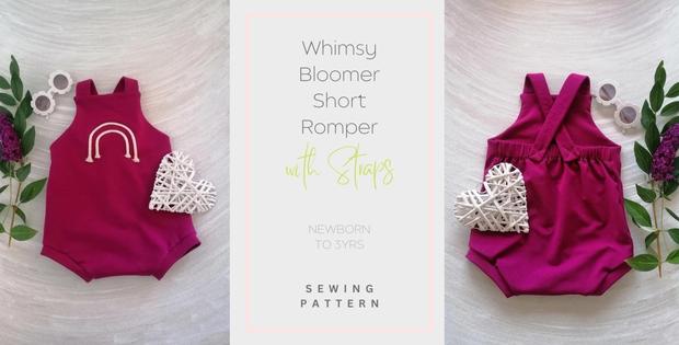 Whimsy Bloomer Short Romper with Straps sewing pattern (Newborn to 3yrs)