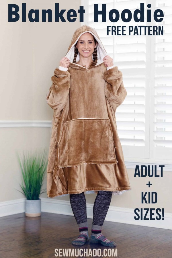 Blanket Hoodie FREE sewing pattern (Kids + Adult sizes)