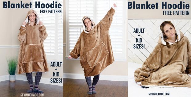 Blanket Hoodie FREE sewing pattern (Kids + Adult sizes)