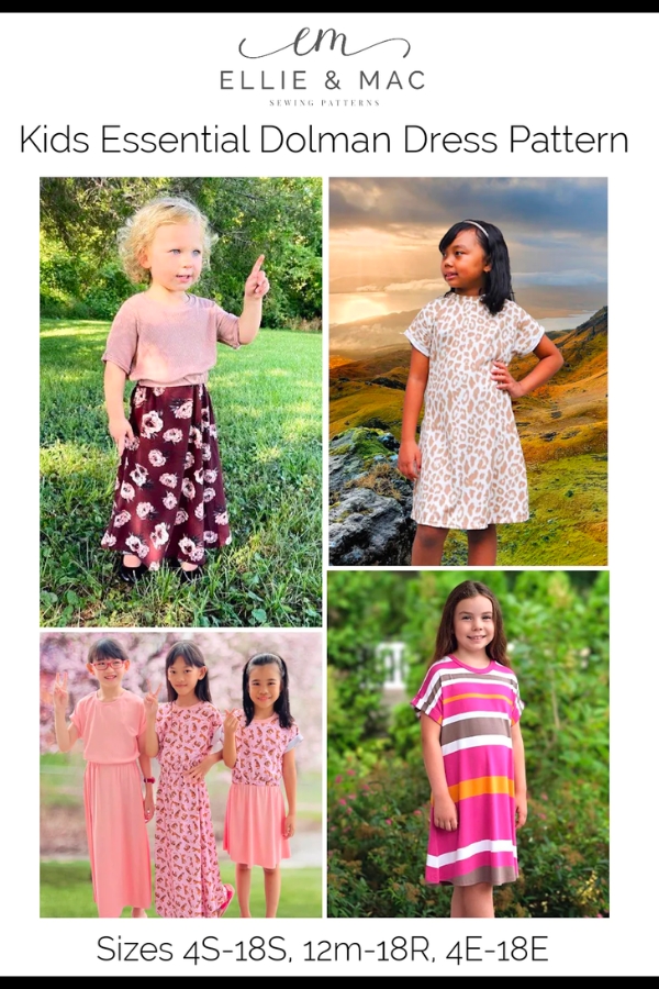 Kids Essential Dolman Dress sewing pattern (with video)