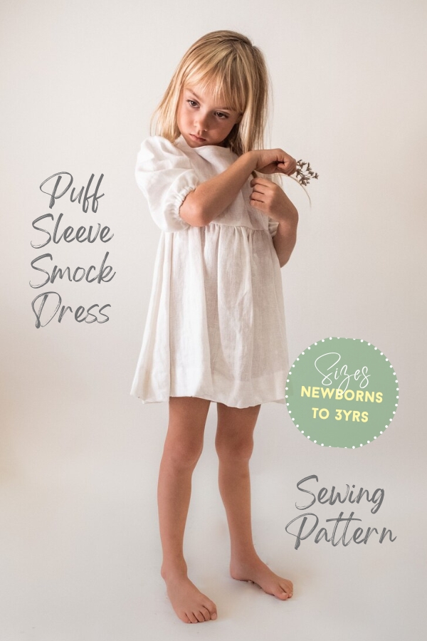 Puff Sleeve Smock Dress sewing pattern (Newborn to 12 years)