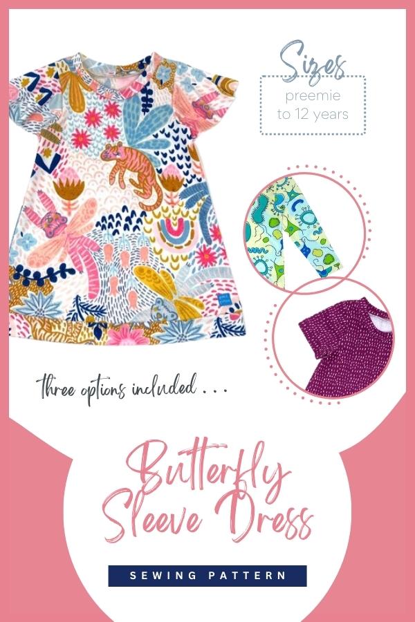 Butterfly Sleeve Dress sewing pattern (preemie to 12yrs)