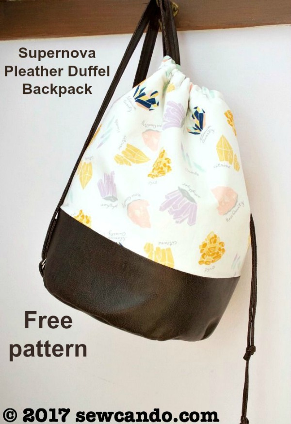 Supernova Pleather Drawstring Duffel Backpack FREE sewing pattern