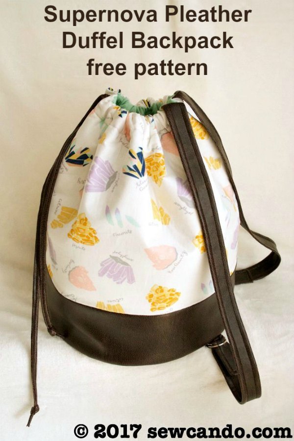 Supernova Pleather Drawstring Duffel Backpack FREE sewing pattern