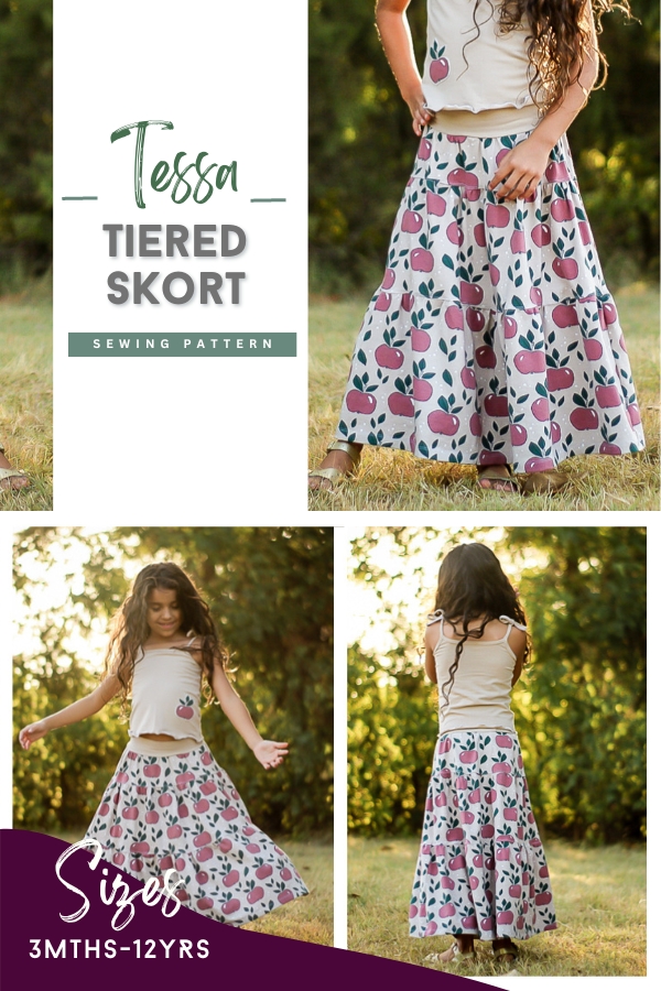 Tessa Tiered Skort sewing pattern (3mths-12yrs)