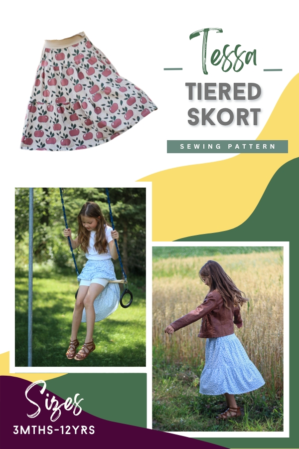 Tessa Tiered Skort sewing pattern (3mths-12yrs)