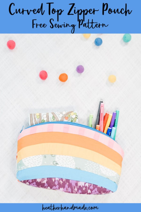Curved Top Zipper Pouch FREE sewing pattern + video