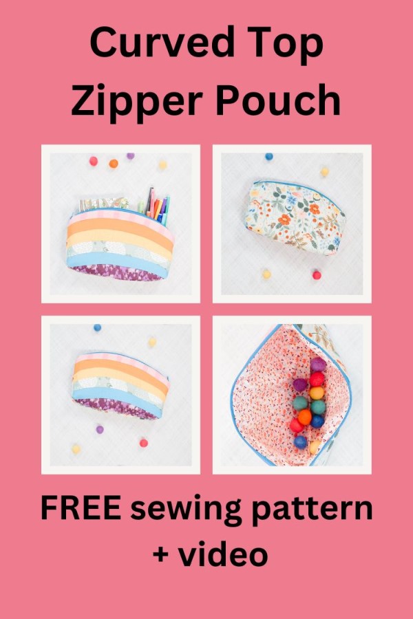 Curved Top Zipper Pouch FREE sewing pattern