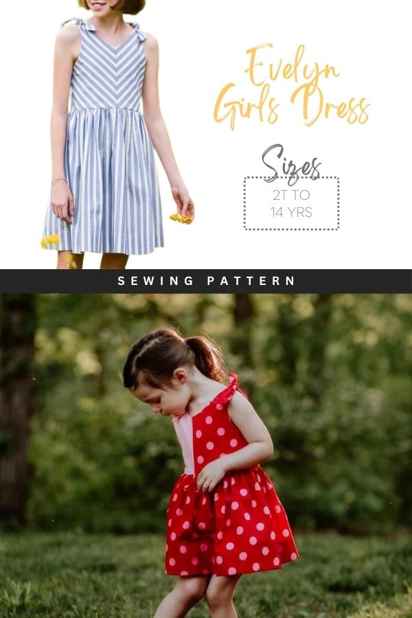 Evelyn Girls Dress sewing pattern (Sizes 2T to 14)