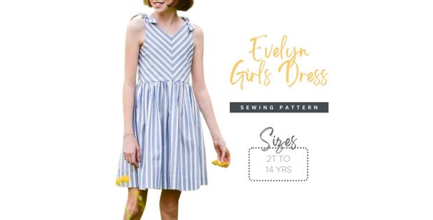 Evelyn Girls Dress sewing pattern (Sizes 2T to 14)