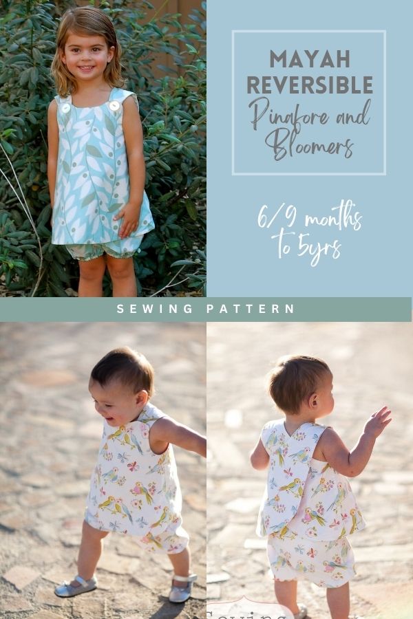 Mayah Reversible Pinafore and Bloomers sewing pattern (6/9 months to 5yrs)
