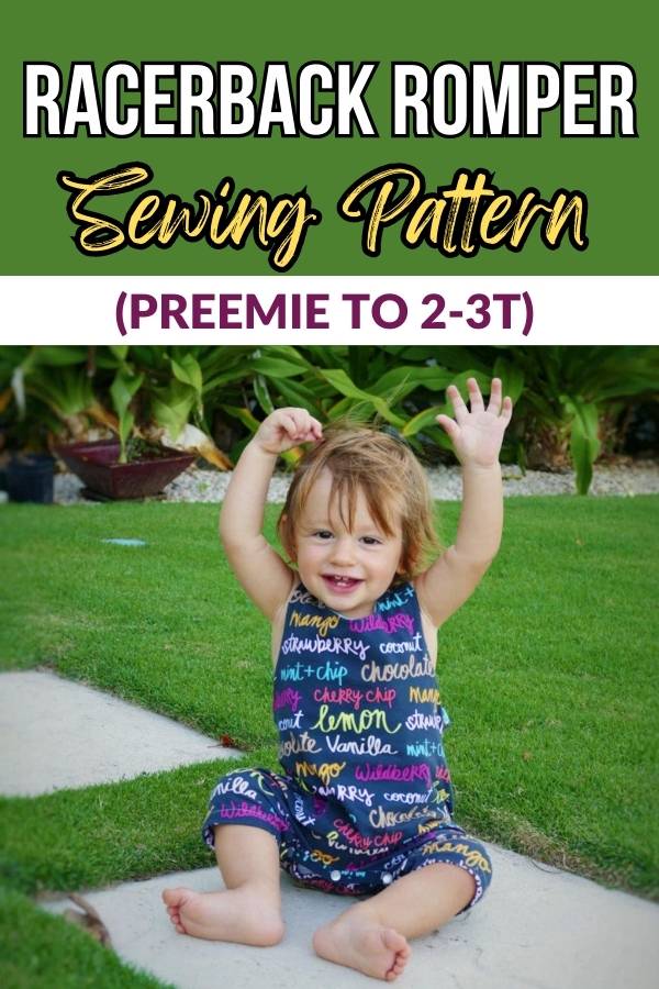 Racerback Romper sewing pattern (Preemie to 2-3T)