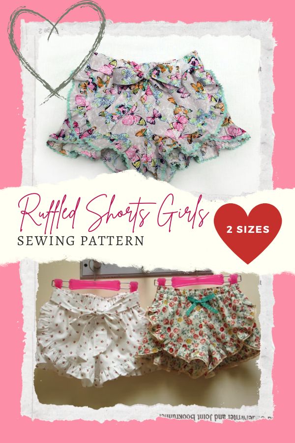 Girls ruffle edged shorts pdf sewing pattern RUFFLED SHORTS sizes