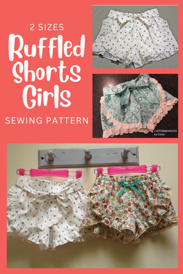 Girls ruffle edged shorts pdf sewing pattern RUFFLED SHORTS sizes