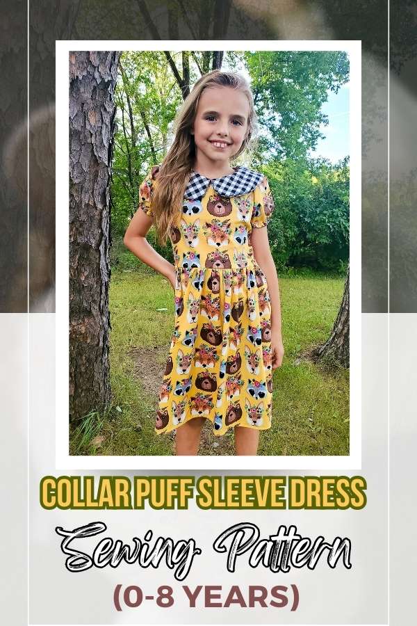 Collar Puff Sleeve Dress sewing pattern (0-8 years)