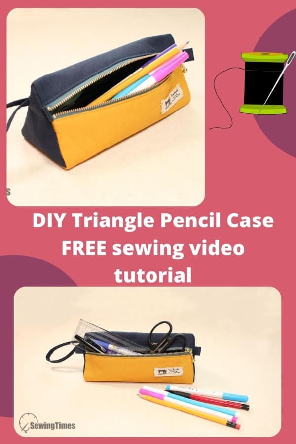 DIY Triangle Pencil Case FREE sewing video tutorial